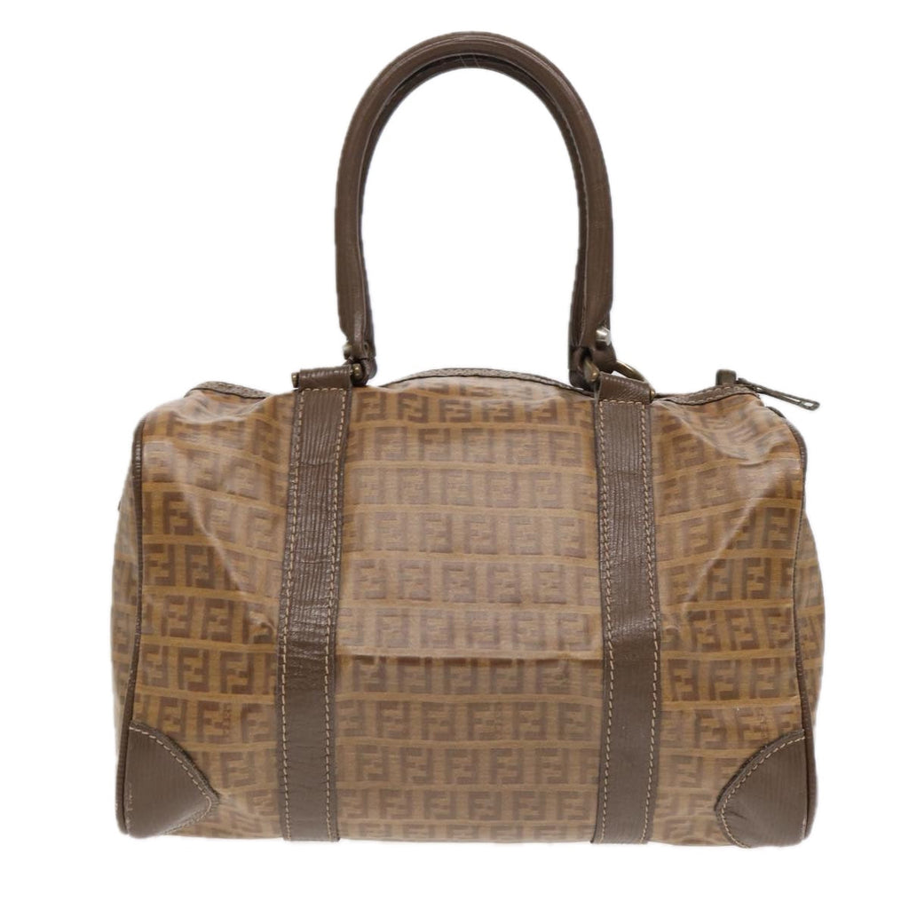 FENDI Zucchino Canvas Boston Bag Vintage Beige Brown gold 87247
