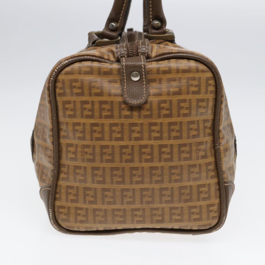 FENDI Zucchino Canvas Boston Bag Vintage Beige Brown gold 87247