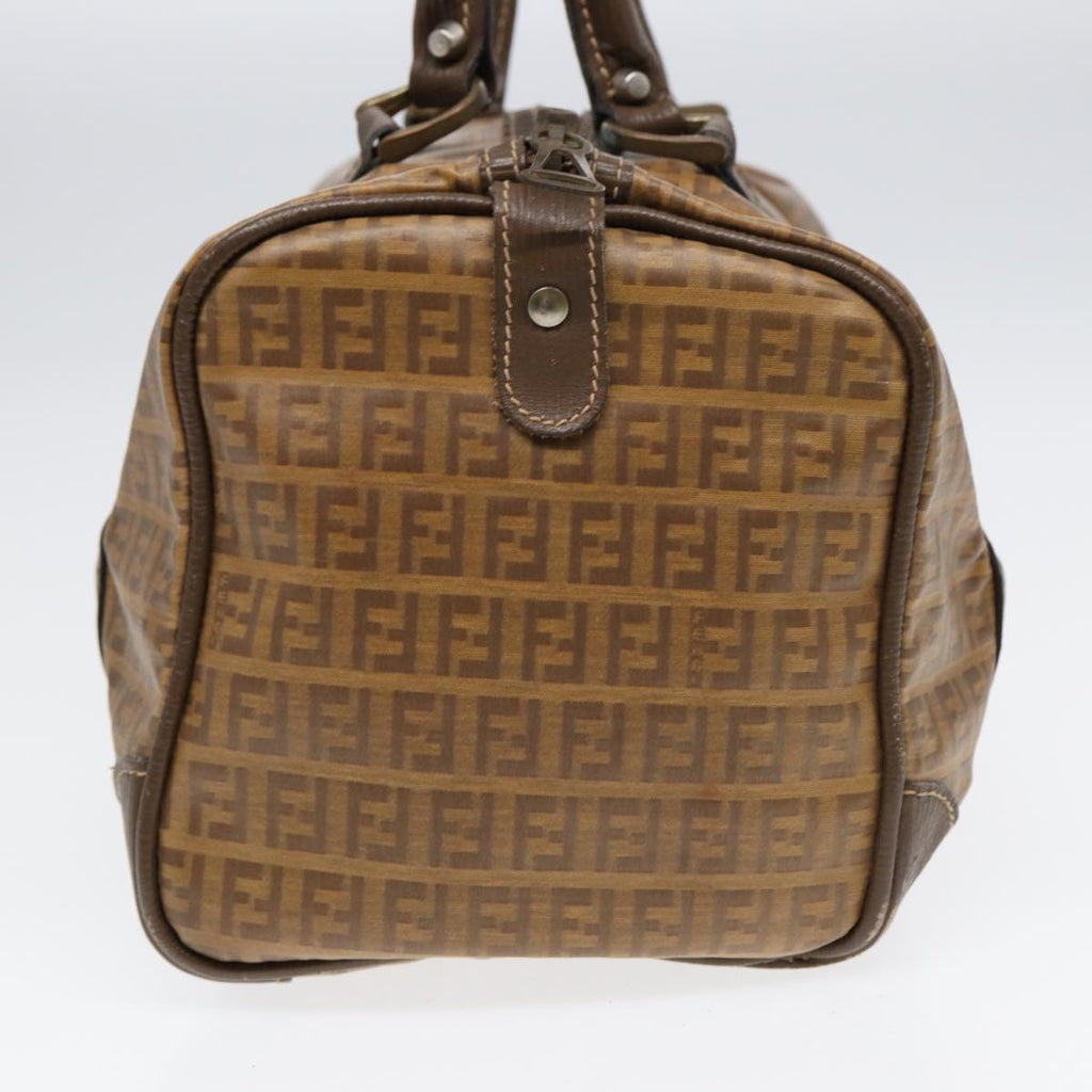 FENDI Zucchino Canvas Boston Bag Vintage Beige Brown gold 87247