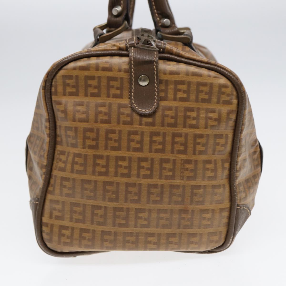 FENDI Zucchino Canvas Boston Bag Vintage Beige Brown gold 87247