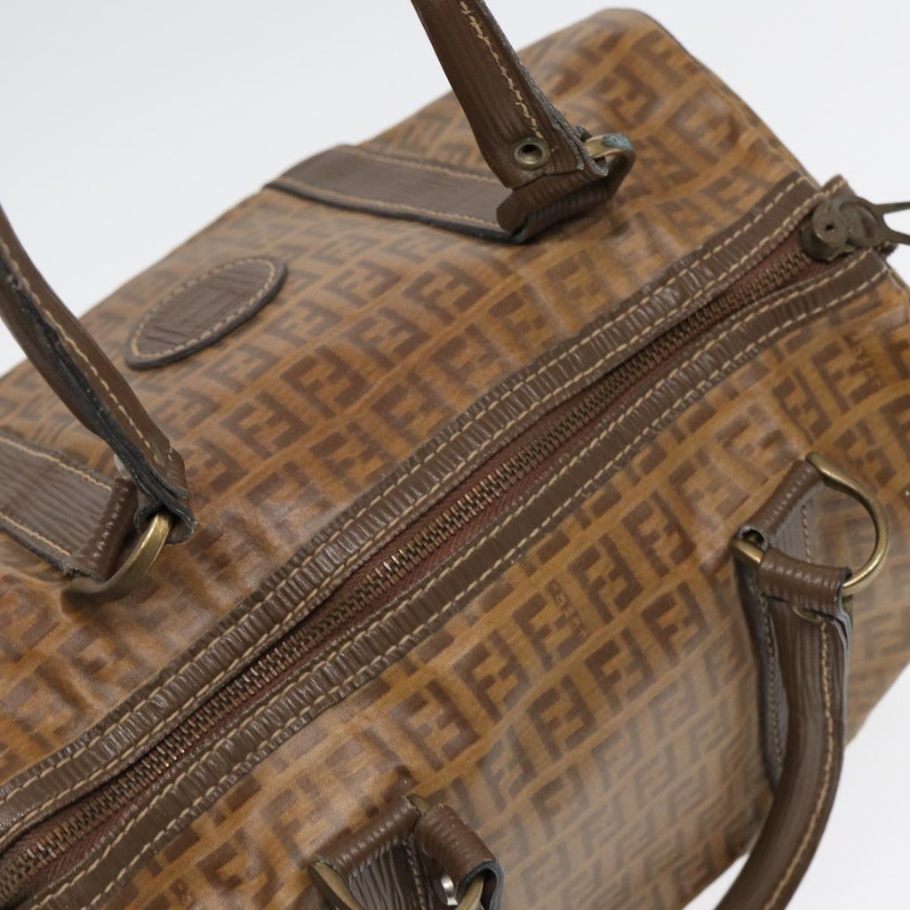 FENDI Zucchino Canvas Boston Bag Vintage Beige Brown gold 87247