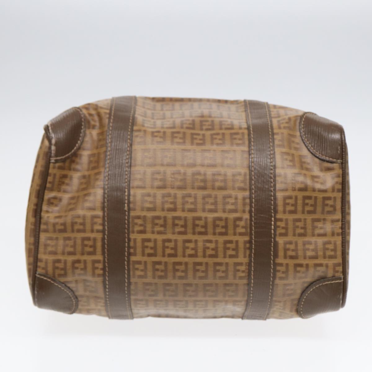 FENDI Zucchino Canvas Boston Bag Vintage Beige Brown gold 87247