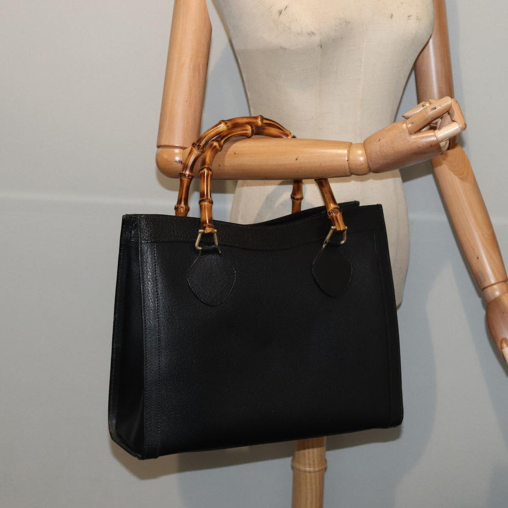 GUCCI Bamboo Hand Bag Leather Black 002 1186 0260 87250