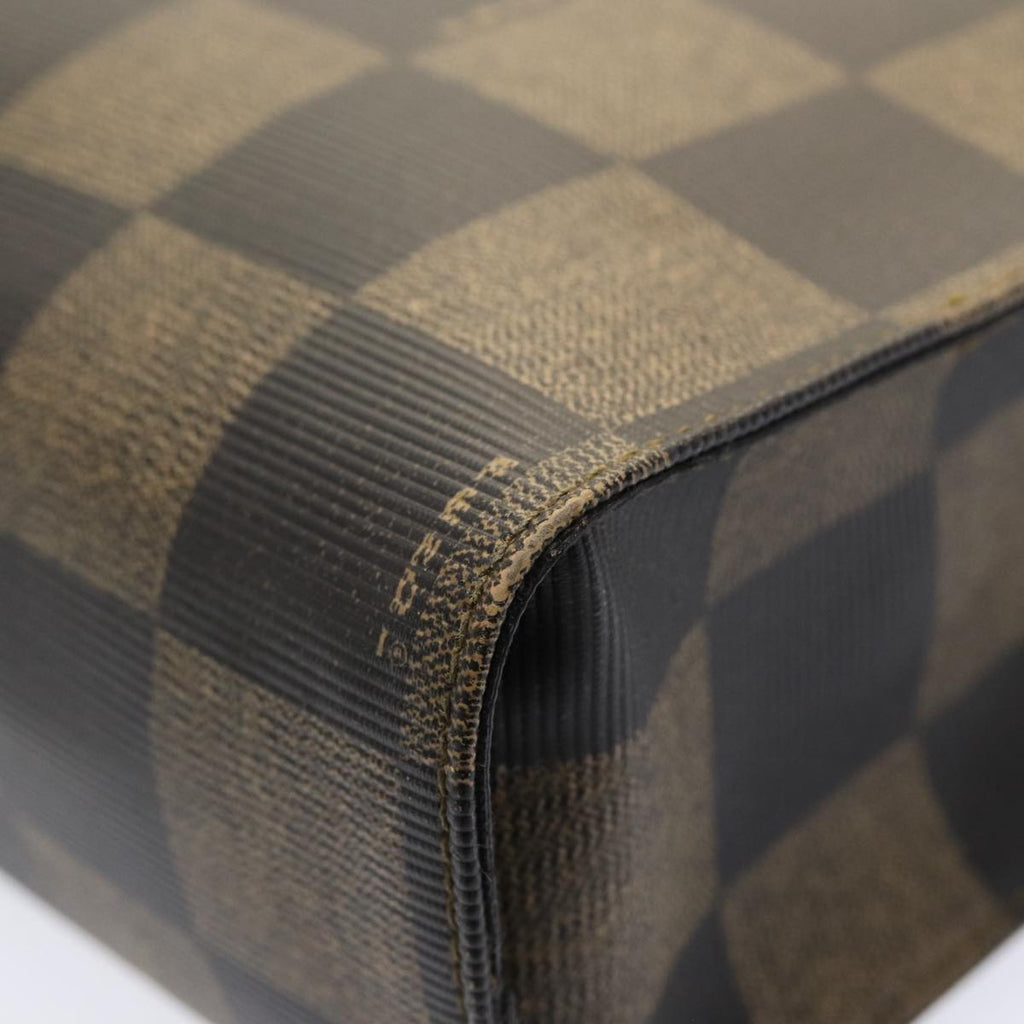 FENDI Pecan Canvas Hand Bag 2way Brown Black 87252