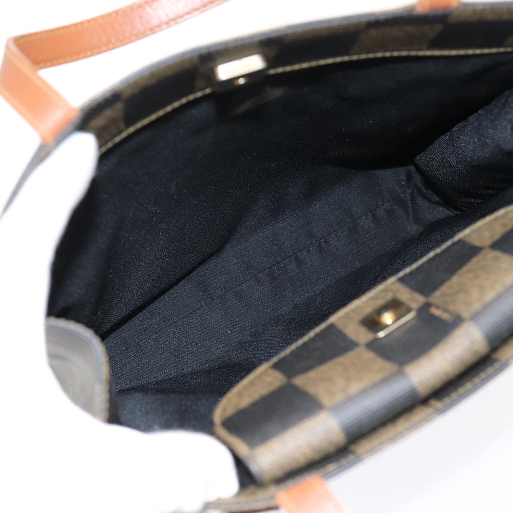 FENDI Pecan Canvas Hand Bag 2way Brown Black 87252