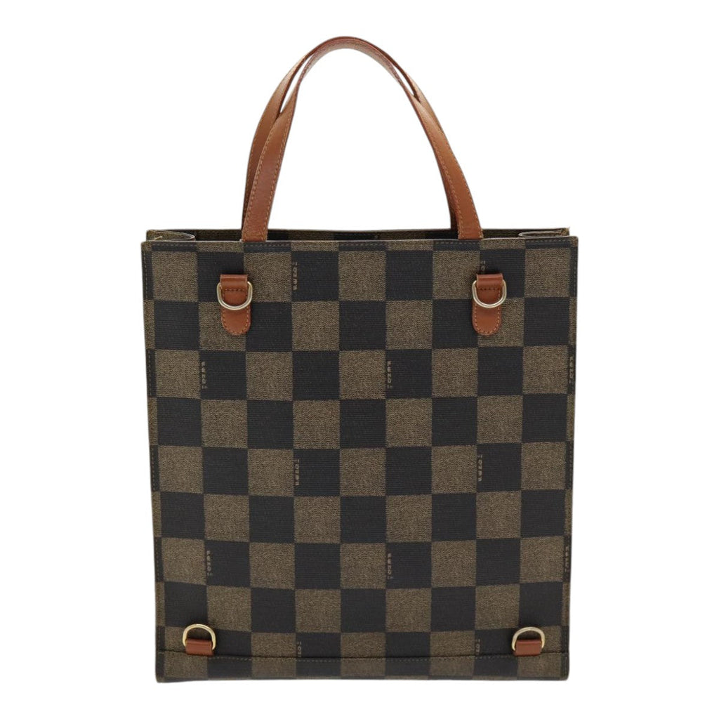 FENDI Pecan Canvas Hand Bag 2way Brown Black 87252