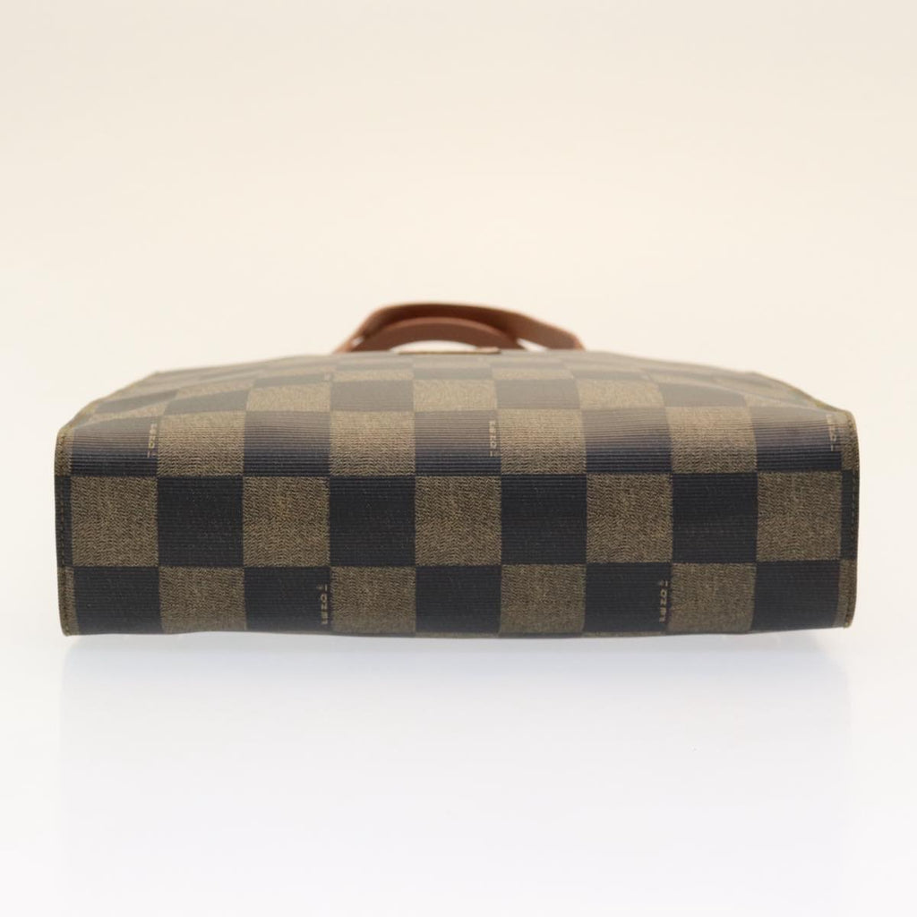 FENDI Pecan Canvas Hand Bag 2way Brown Black 87252