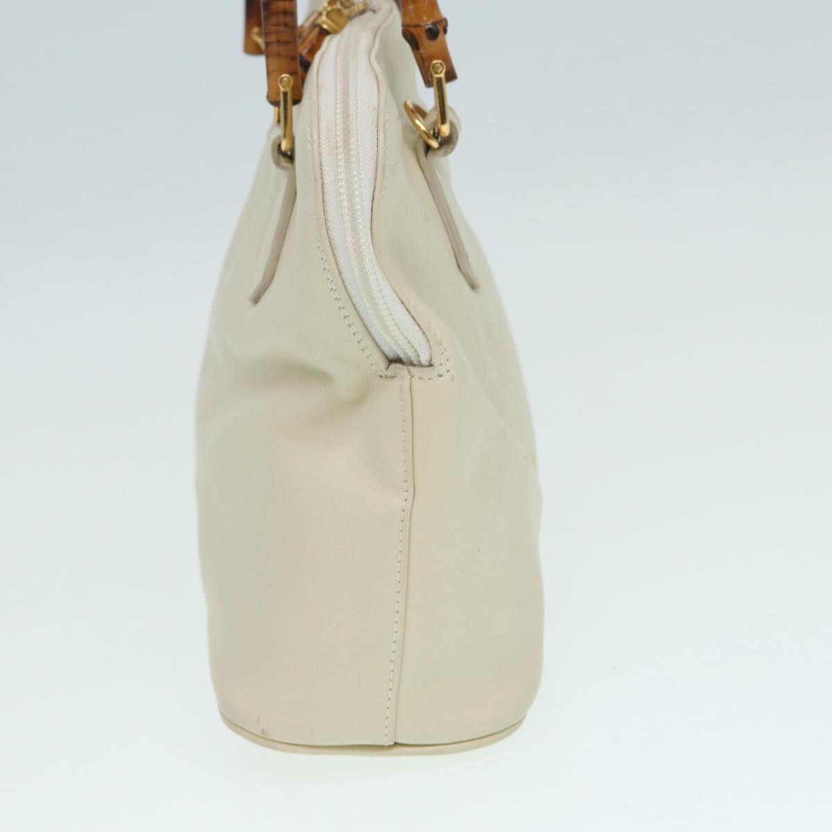 GUCCI Bamboo Hand Bag Leather 2way Cream Gold 000 2296 0290 87257