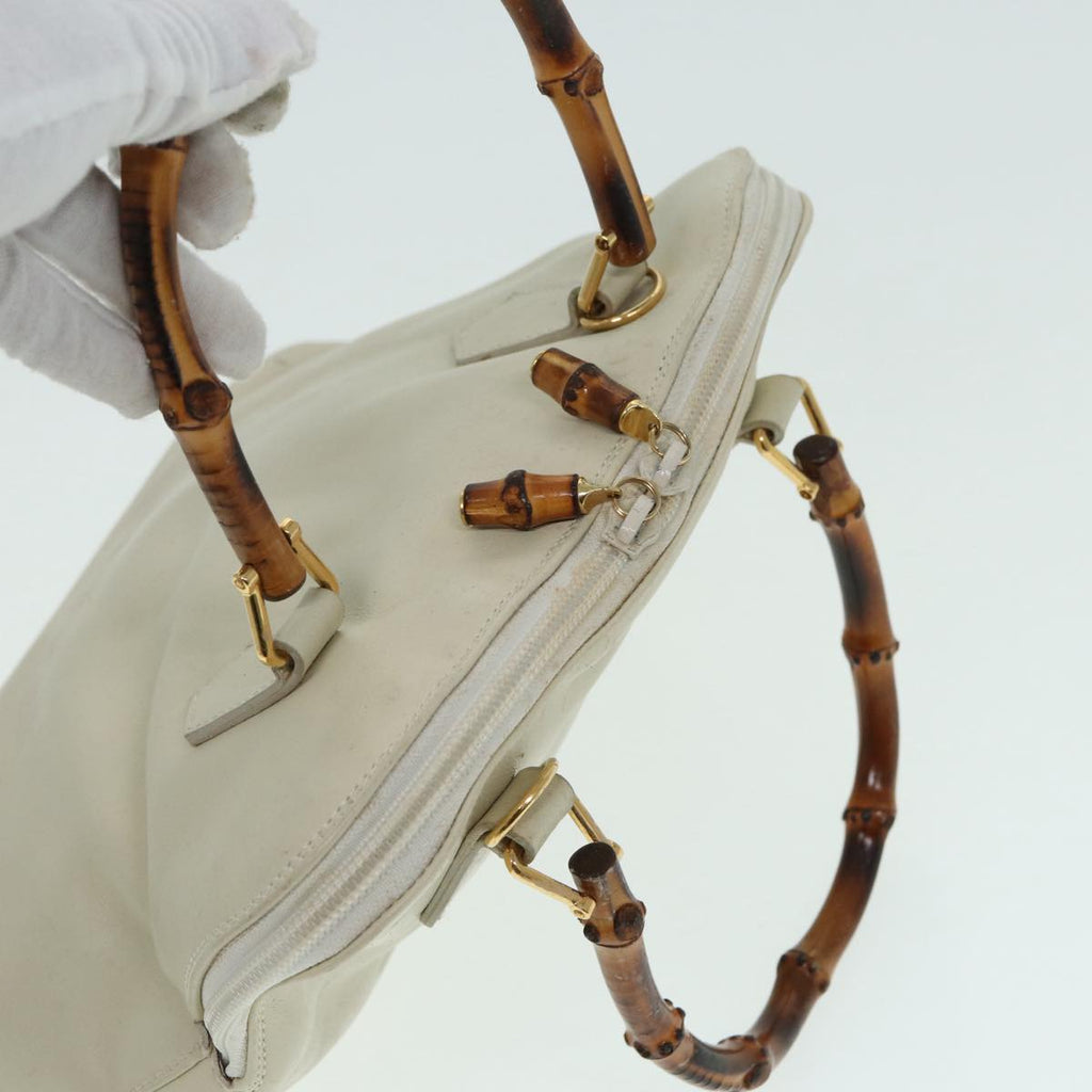 GUCCI Bamboo Hand Bag Leather 2way Cream Gold 000 2296 0290 87257