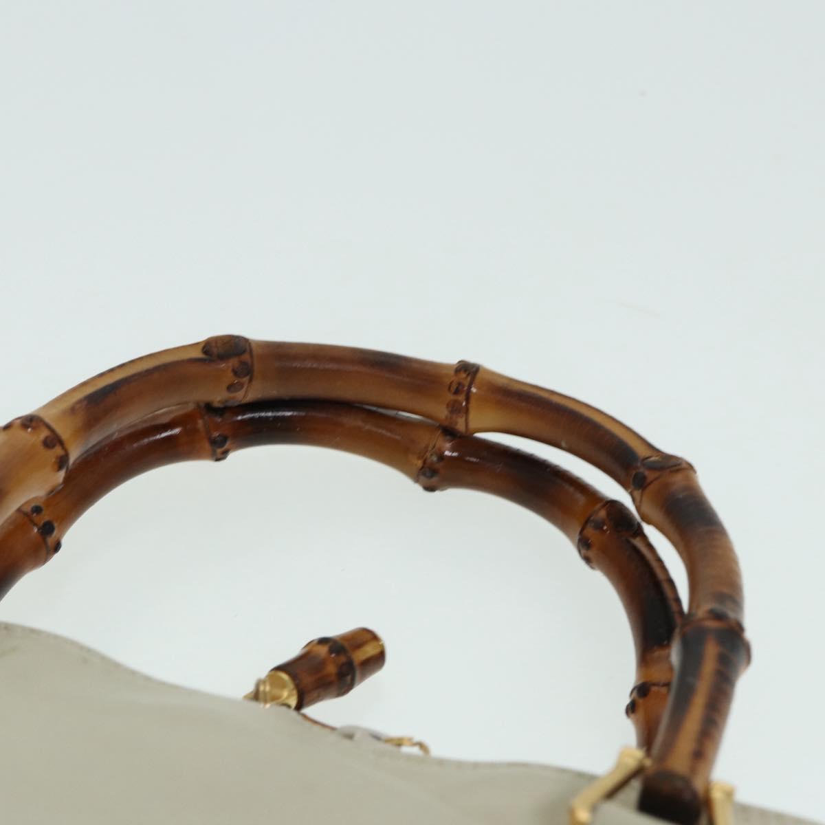 GUCCI Bamboo Hand Bag Leather 2way Cream Gold 000 2296 0290 87257