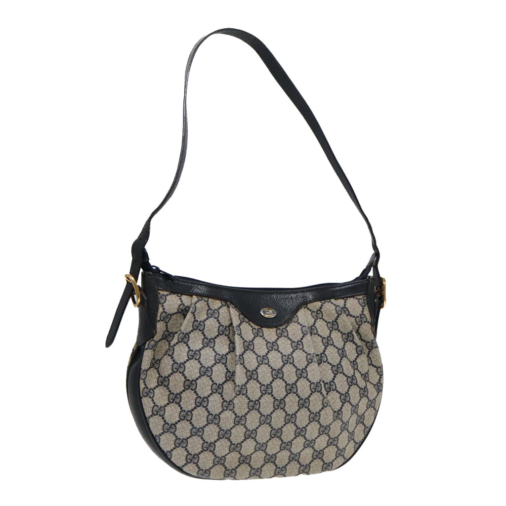 GUCCI GG Supreme Shoulder Bag PVC Leather Navy Gold 41 02 058 87264