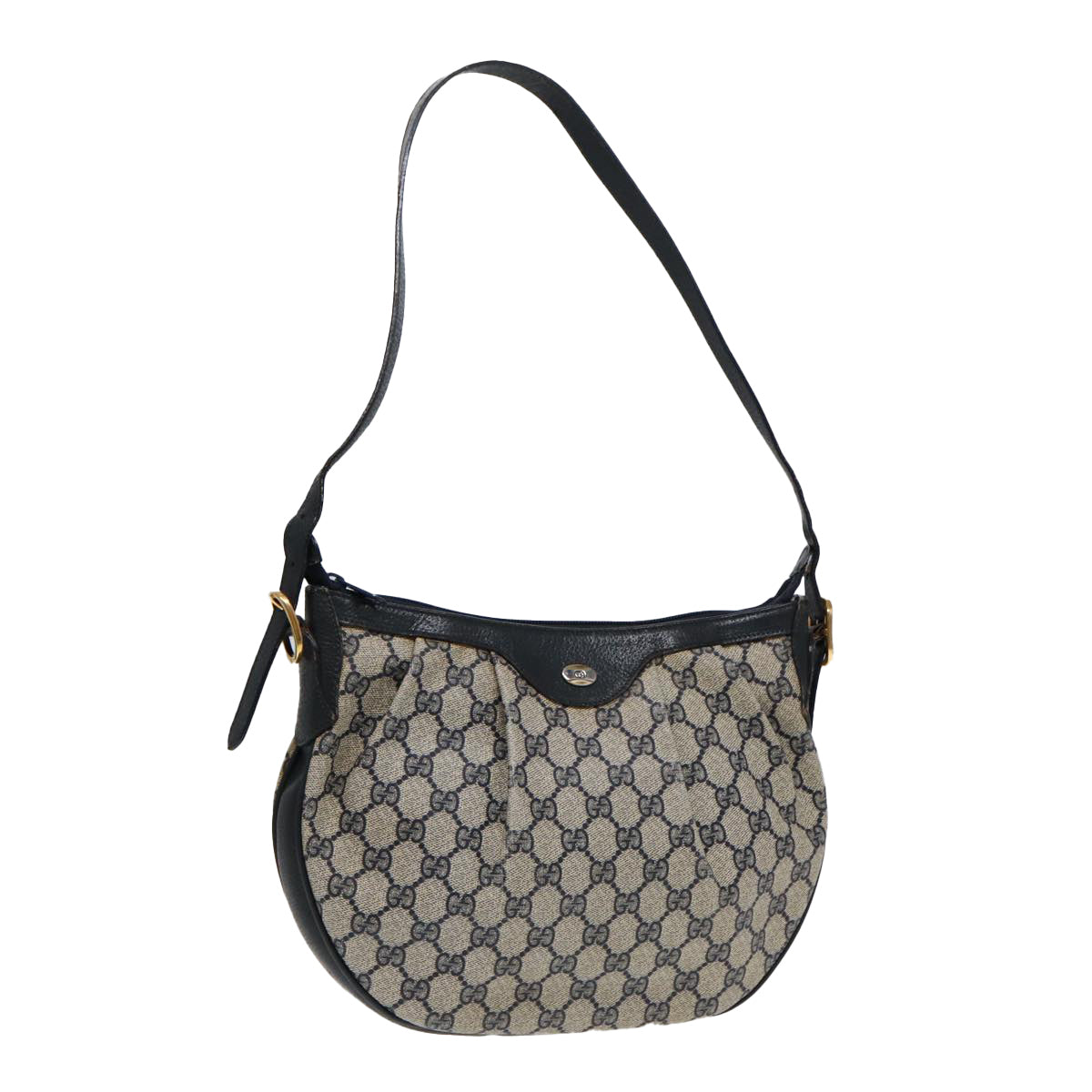 GUCCI GG Supreme Shoulder Bag PVC Leather Navy Gold 41 02 058 87264