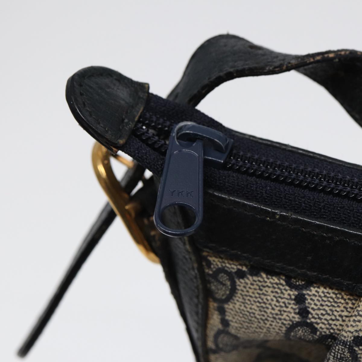 GUCCI GG Supreme Shoulder Bag PVC Leather Navy Gold 41 02 058 87264