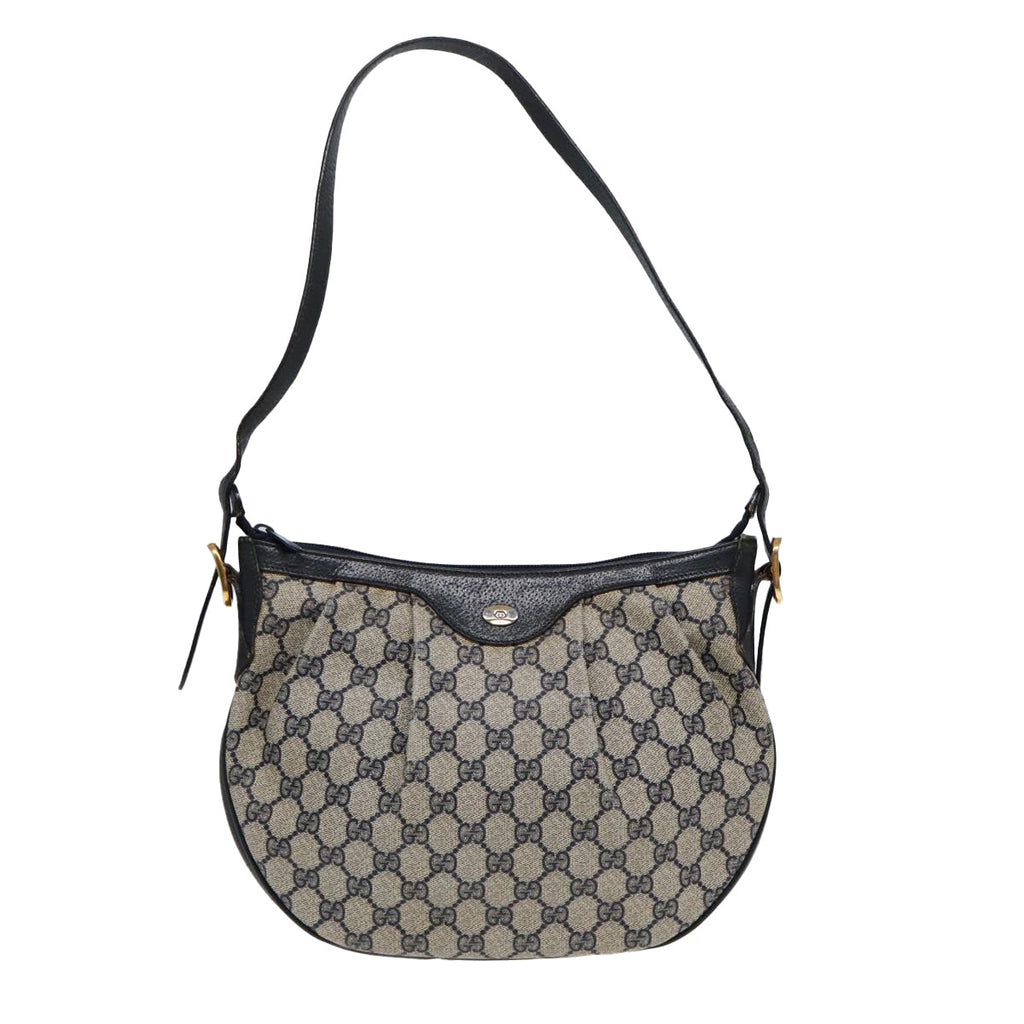 GUCCI GG Supreme Shoulder Bag PVC Leather Navy Gold 41 02 058 87264