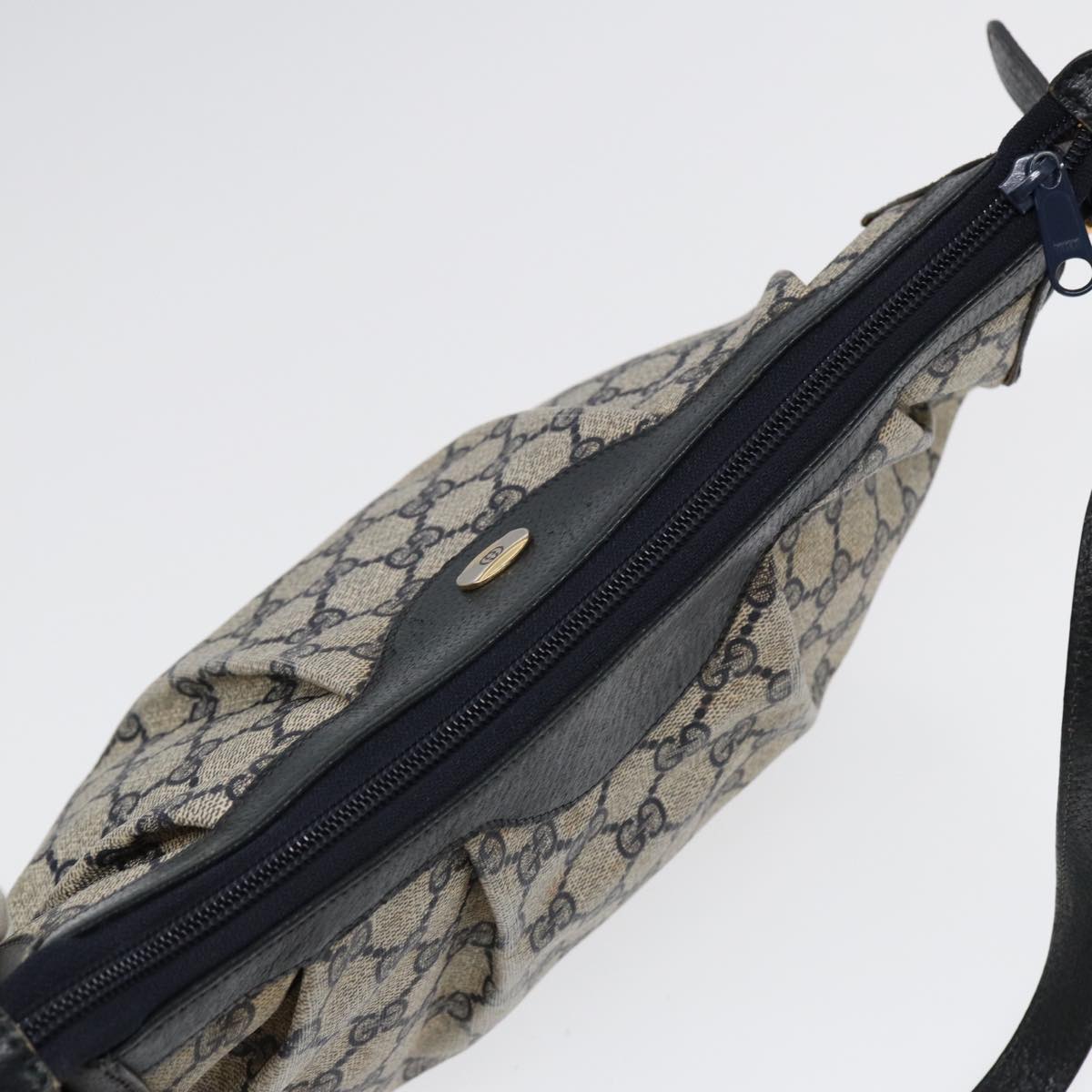 GUCCI GG Supreme Shoulder Bag PVC Leather Navy Gold 41 02 058 87264