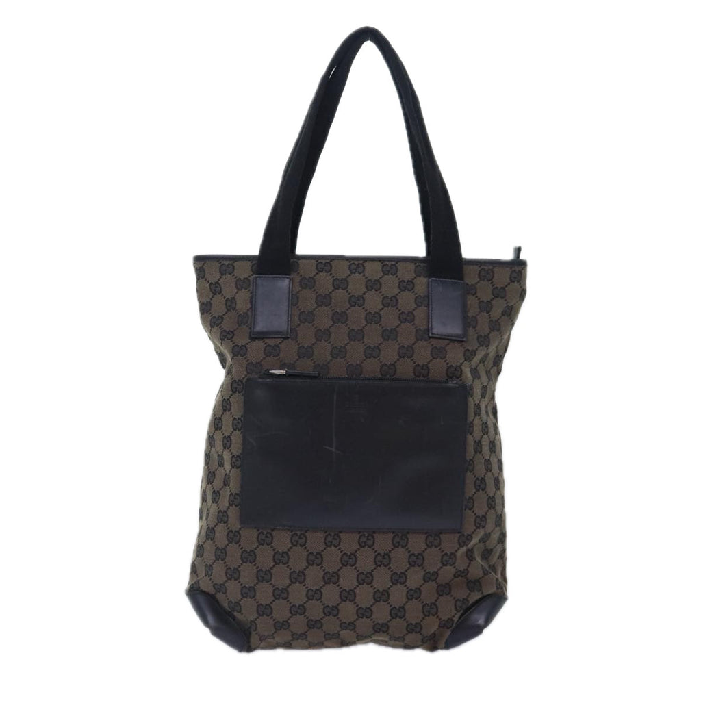 GUCCI GG Canvas Tote Bag Brown Silver 019 0401 1956 87265