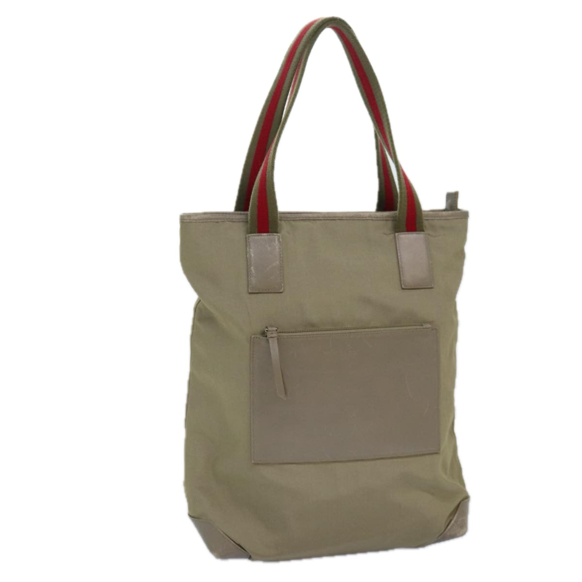 GUCCI Web Sherry Line Tote Bag Nylon Beige Red Green 019 0401 1956 87267