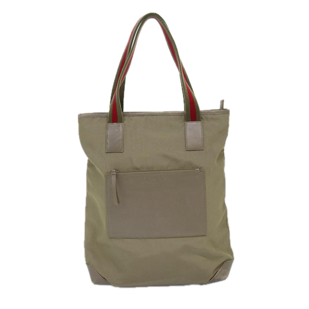 GUCCI Web Sherry Line Tote Bag Nylon Beige Red Green 019 0401 1956 87267