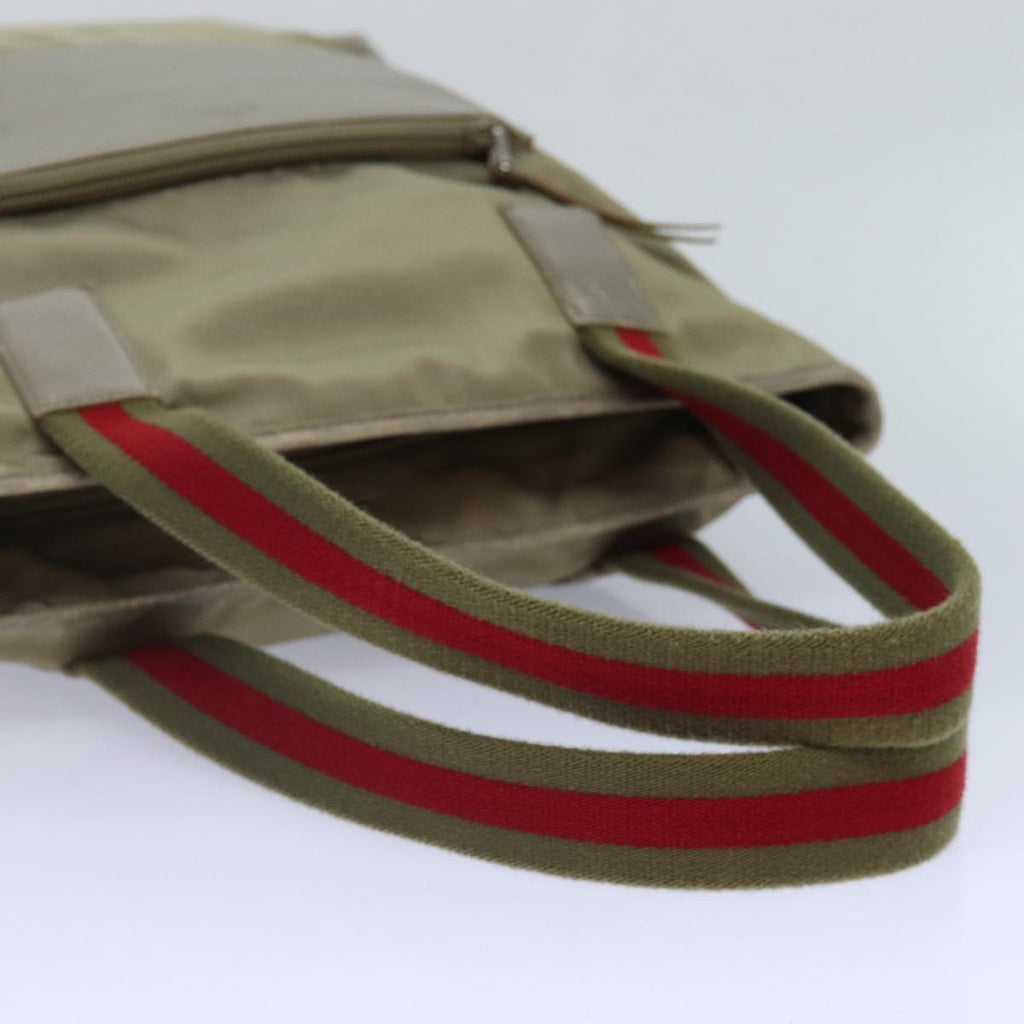 GUCCI Web Sherry Line Tote Bag Nylon Beige Red Green 019 0401 1956 87267