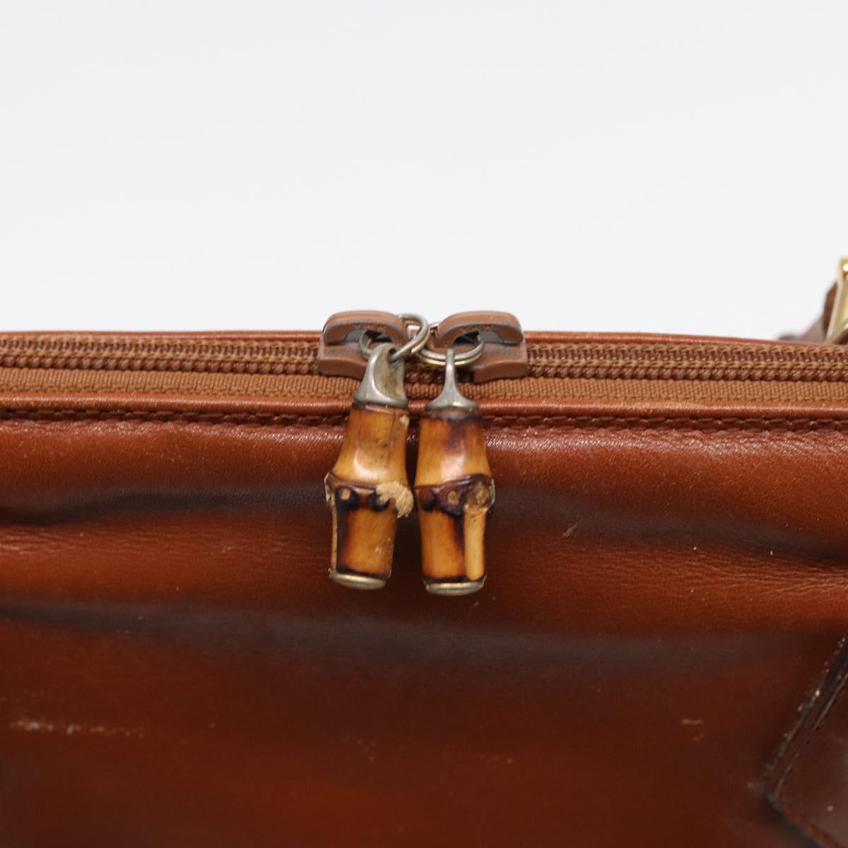 GUCCI Bamboo Hand Bag Leather Brown Gold 000 1186 0289 87268