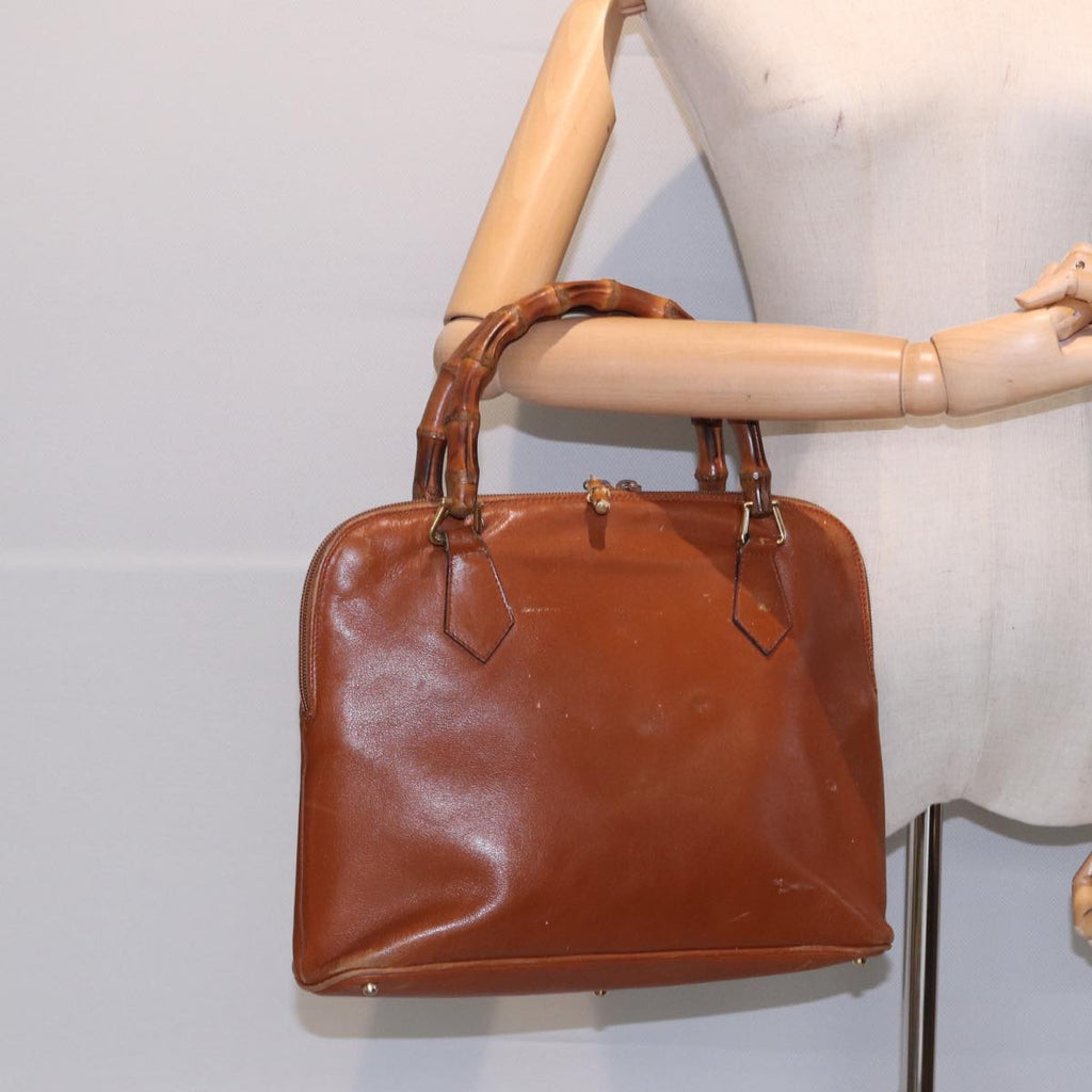 GUCCI Bamboo Hand Bag Leather Brown Gold 000 1186 0289 87268