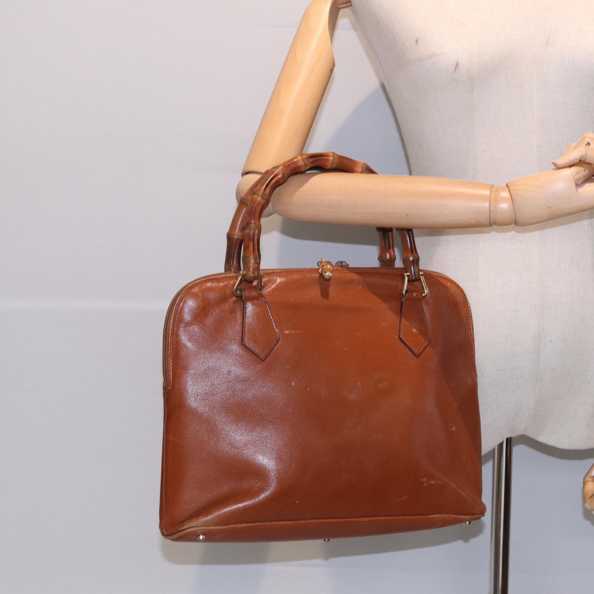 GUCCI Bamboo Hand Bag Leather Brown Gold 000 1186 0289 87268