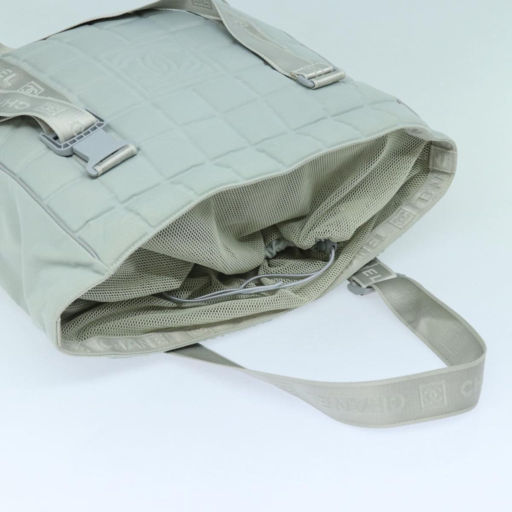 CHANEL Sports Tote Bag Nylon Gray CC 87271