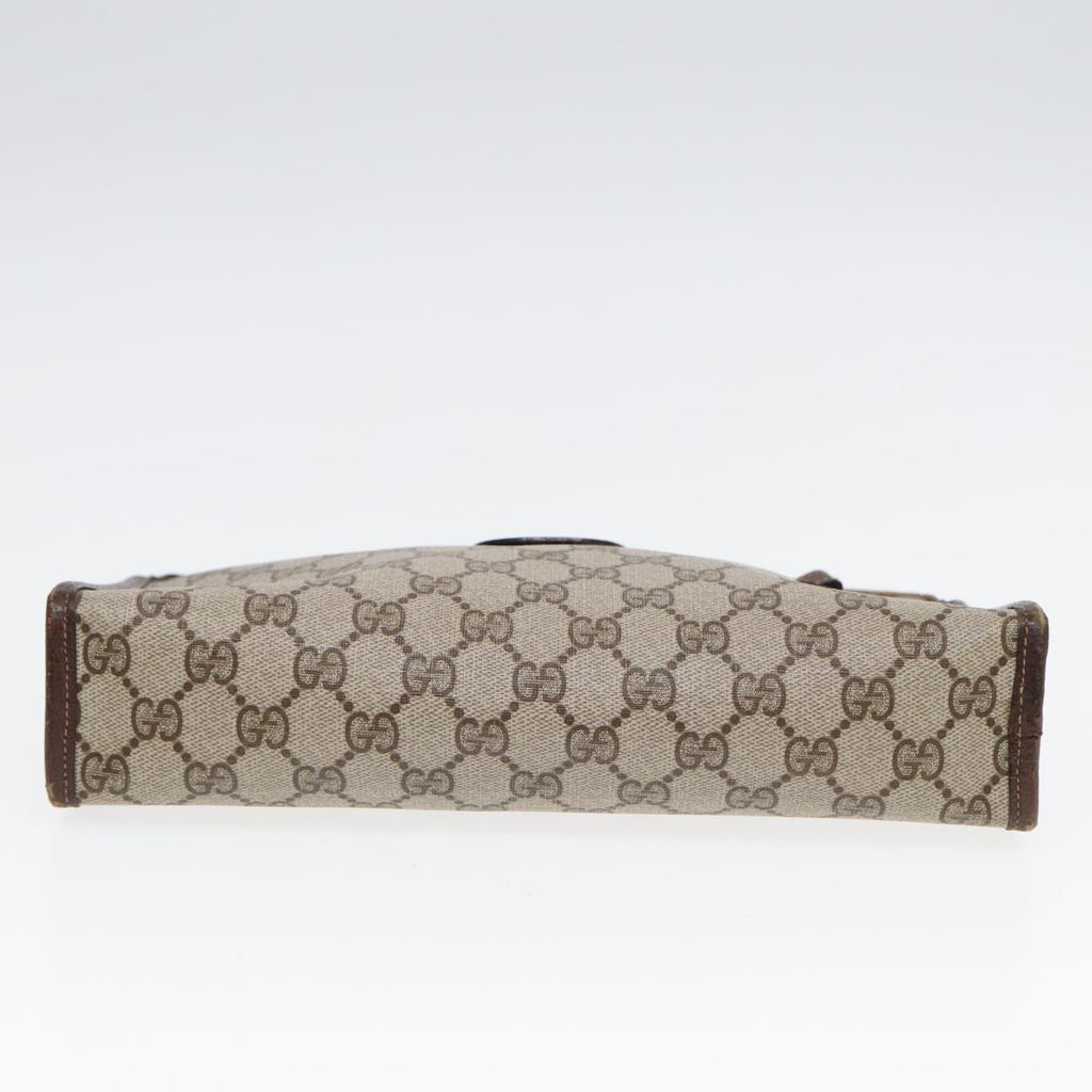 GUCCI GG Supreme Web Sherry Line Clutch Bag PVC Leather Beige 87276