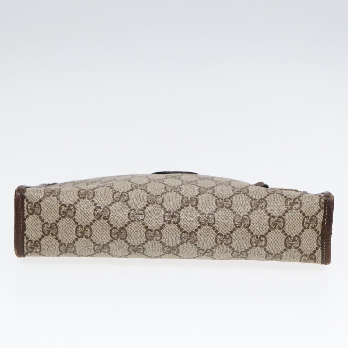 GUCCI GG Supreme Web Sherry Line Clutch Bag PVC Leather Beige 87276