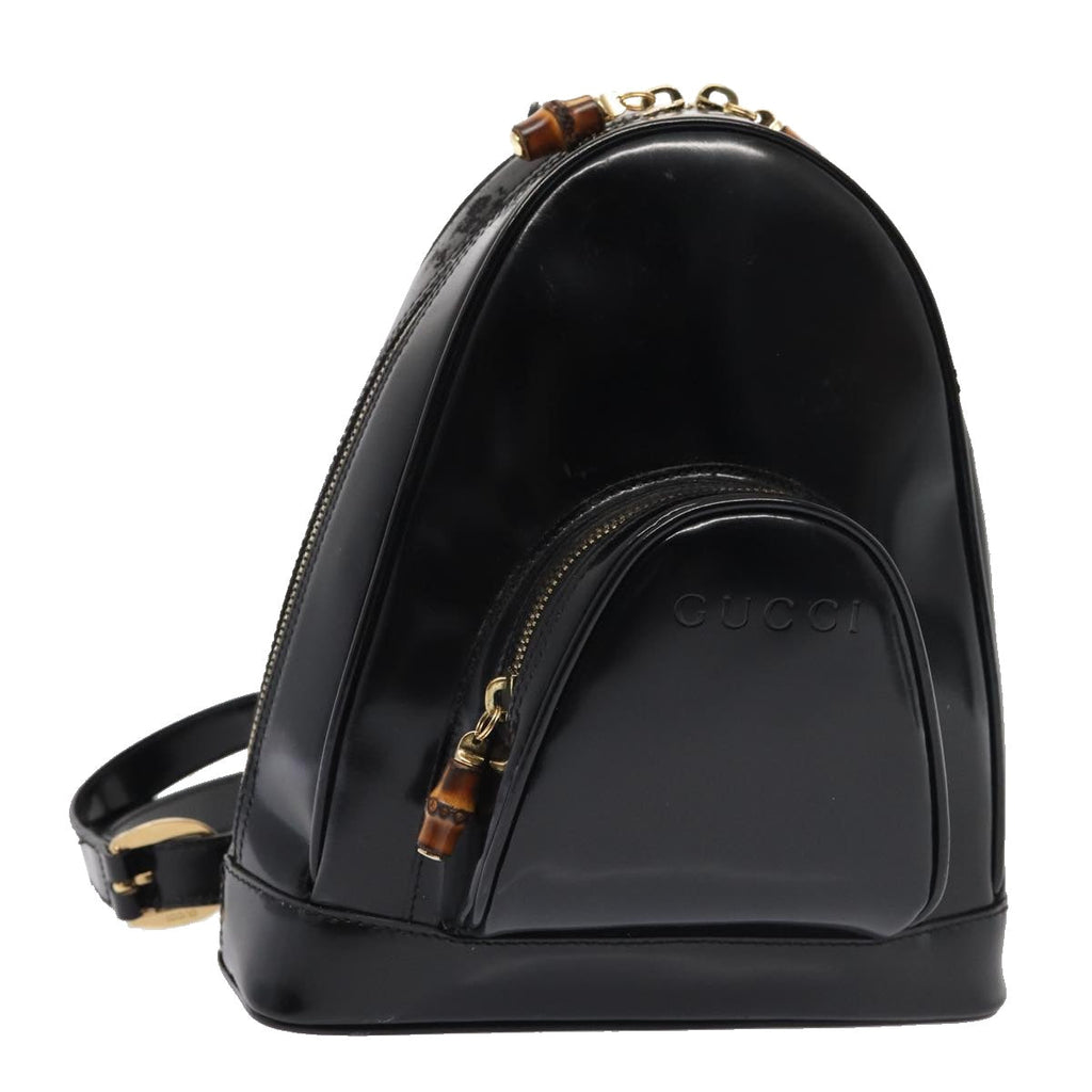 GUCCI Bamboo Body Bag Patent leather Black Gold 003 3444 0127 87287