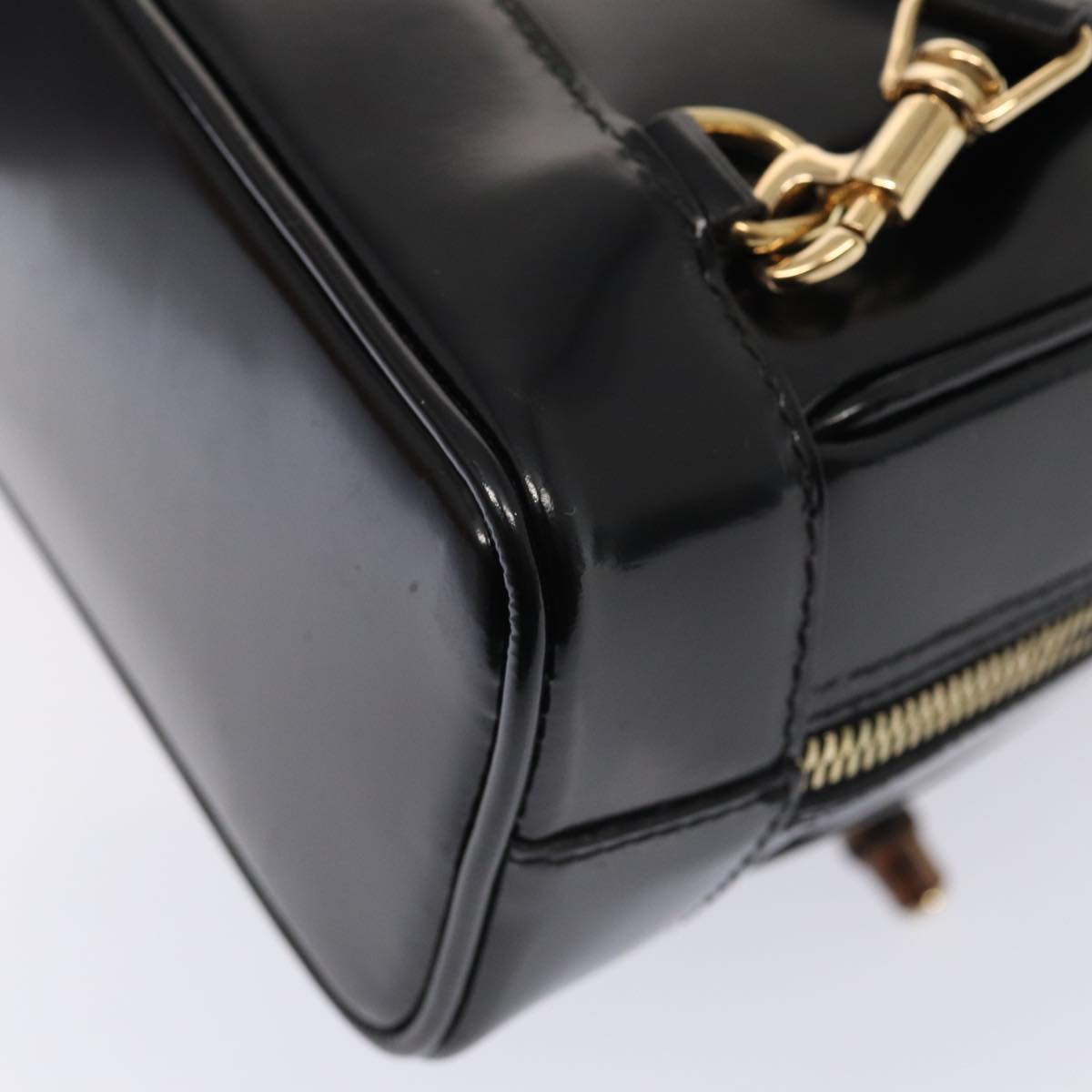 GUCCI Bamboo Body Bag Patent leather Black Gold 003 3444 0127 87287