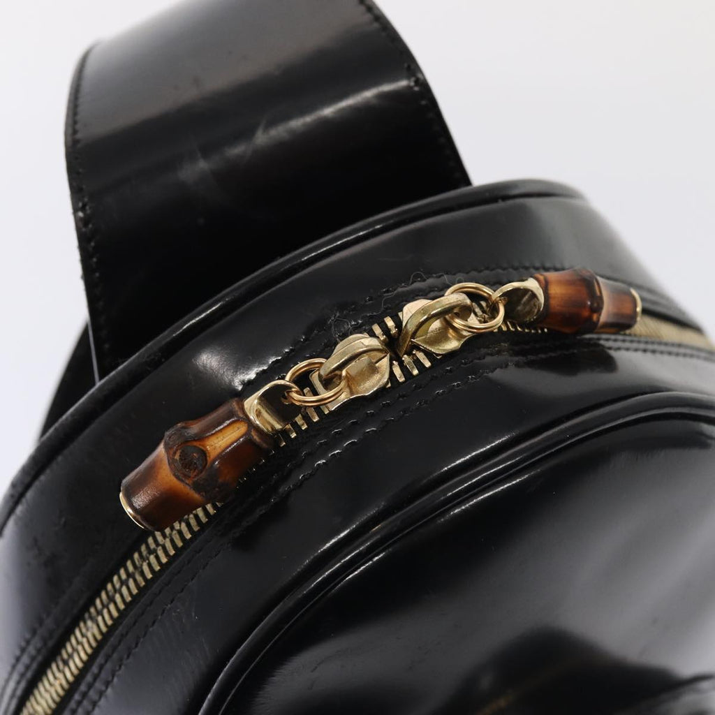 GUCCI Bamboo Body Bag Patent leather Black Gold 003 3444 0127 87287