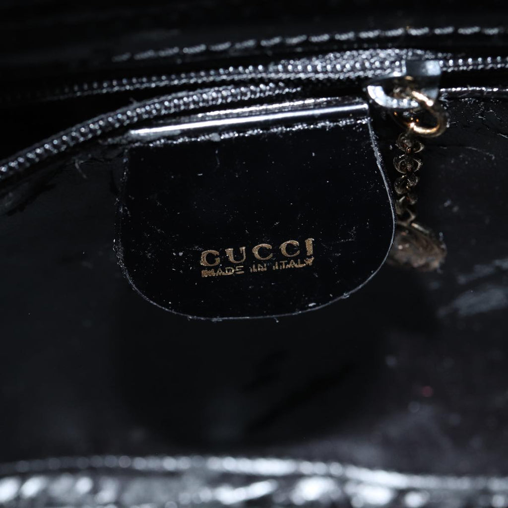 GUCCI Bamboo Body Bag Patent leather Black Gold 003 3444 0127 87287