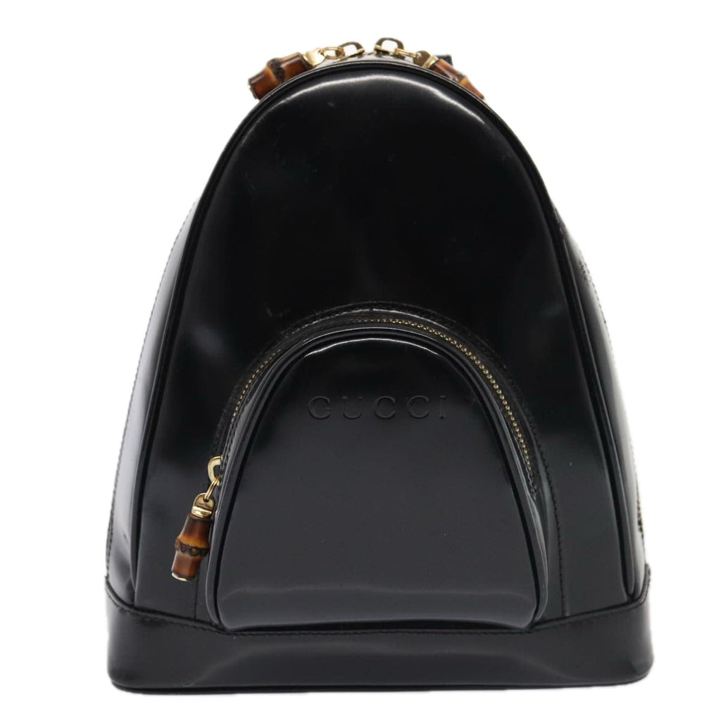 GUCCI Bamboo Body Bag Patent leather Black Gold 003 3444 0127 87287
