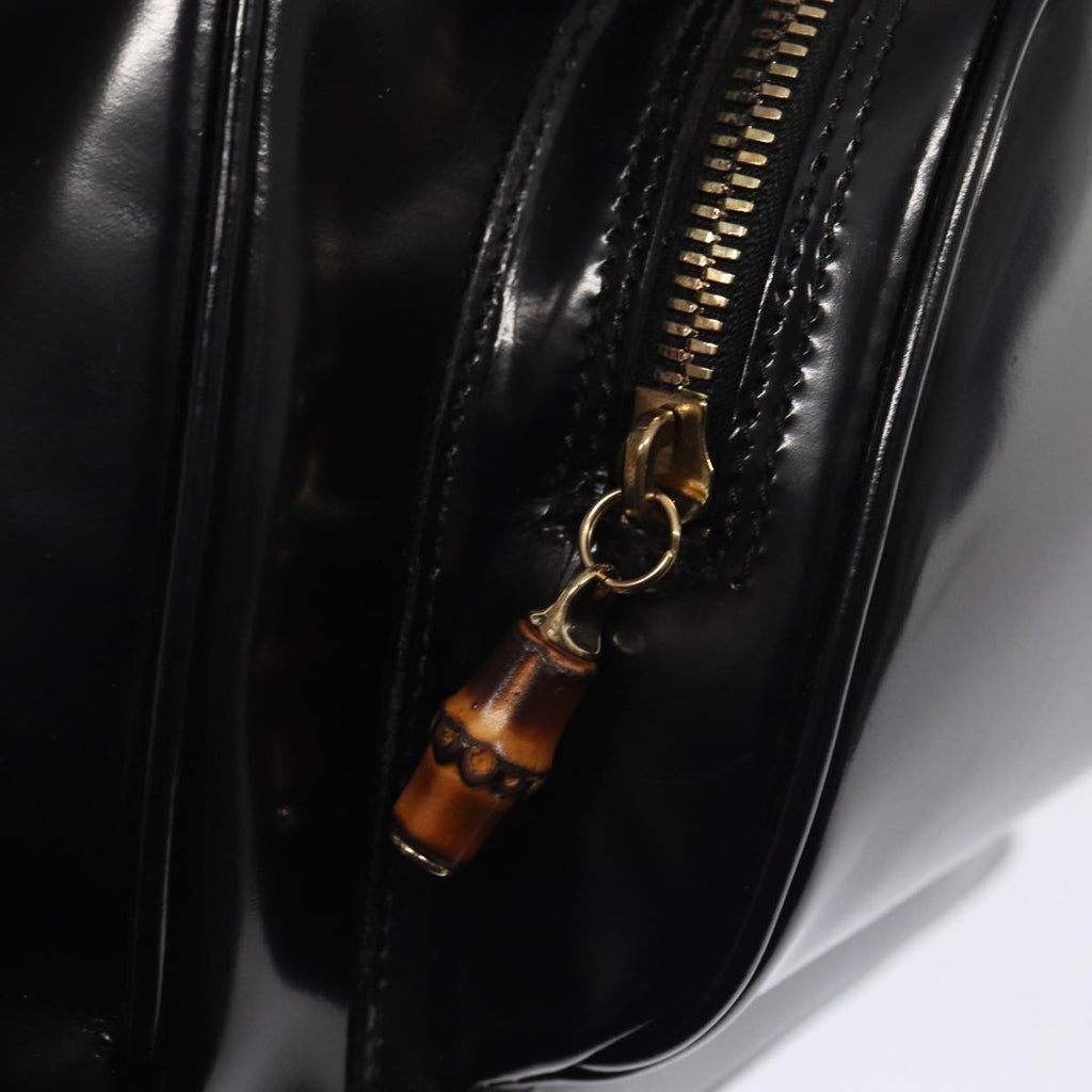 GUCCI Bamboo Body Bag Patent leather Black Gold 003 3444 0127 87287