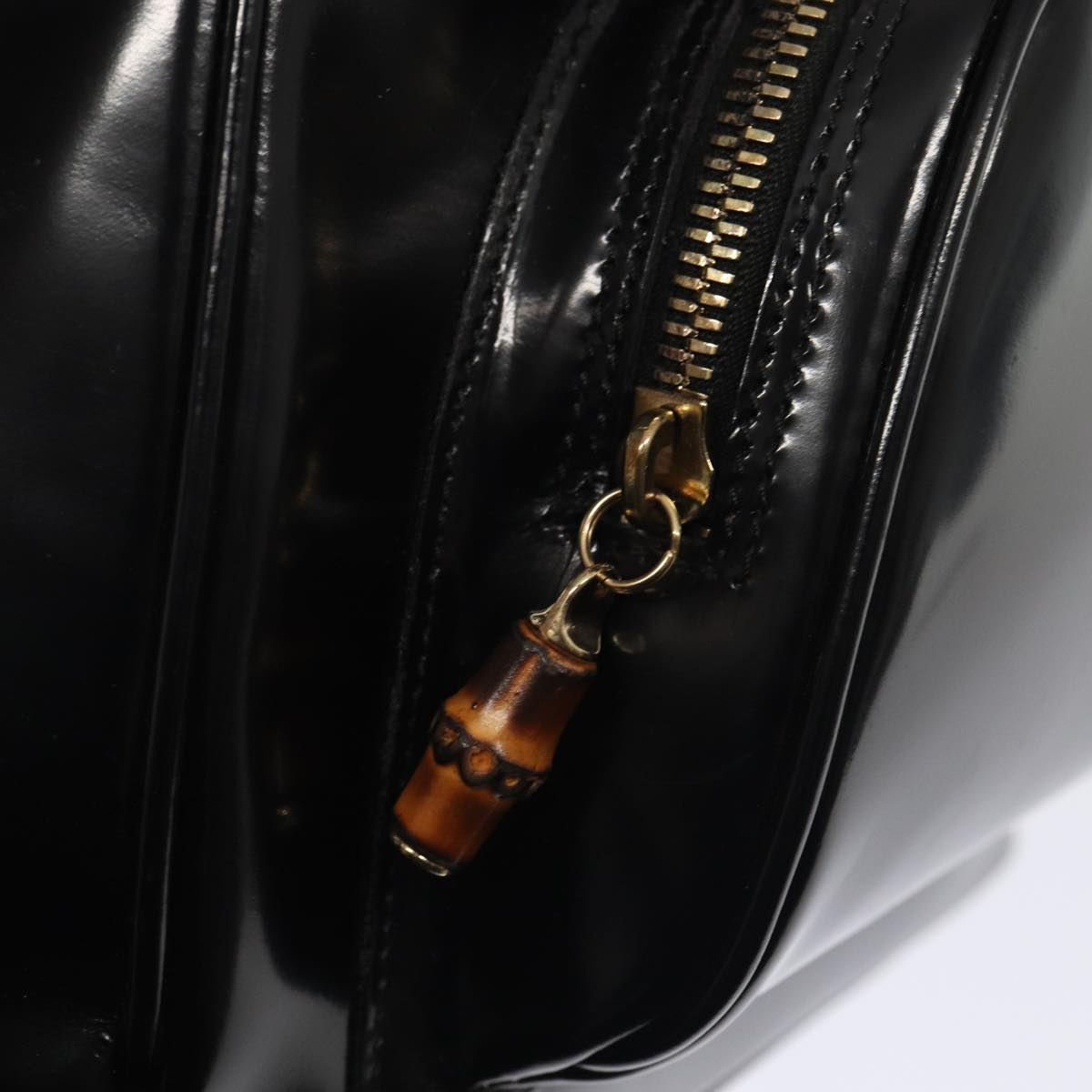 GUCCI Bamboo Body Bag Patent leather Black Gold 003 3444 0127 87287