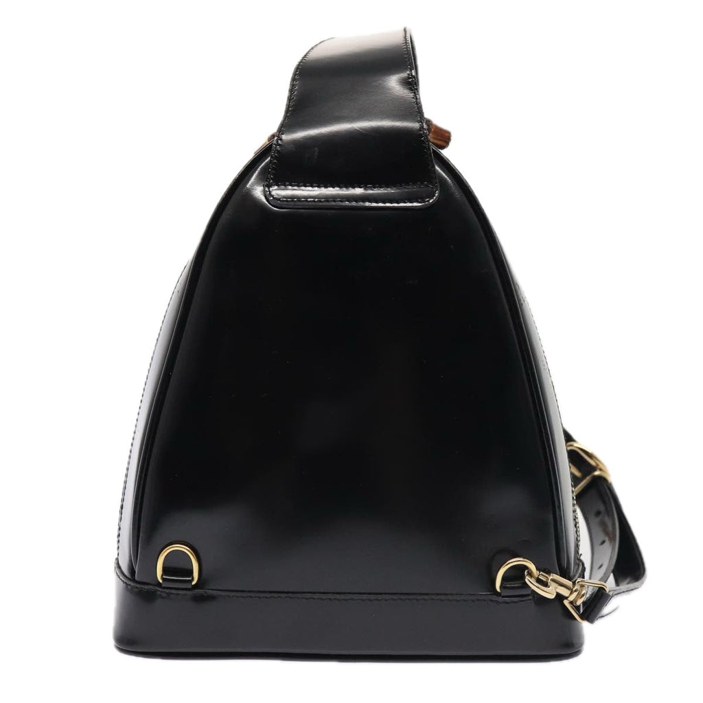 GUCCI Bamboo Body Bag Patent leather Black Gold 003 3444 0127 87287