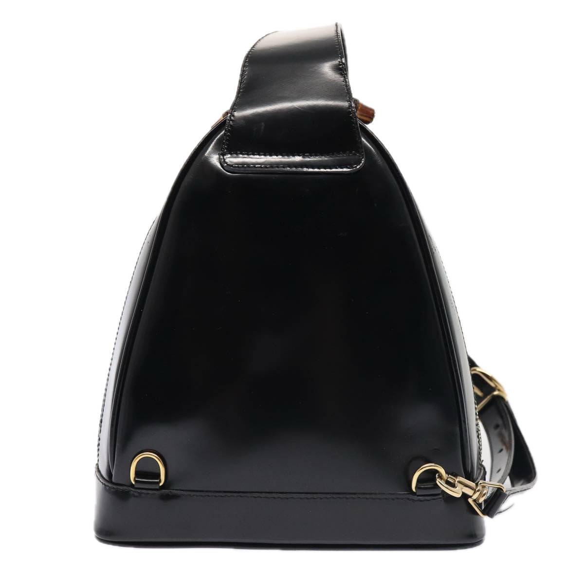 GUCCI Bamboo Body Bag Patent leather Black Gold 003 3444 0127 87287