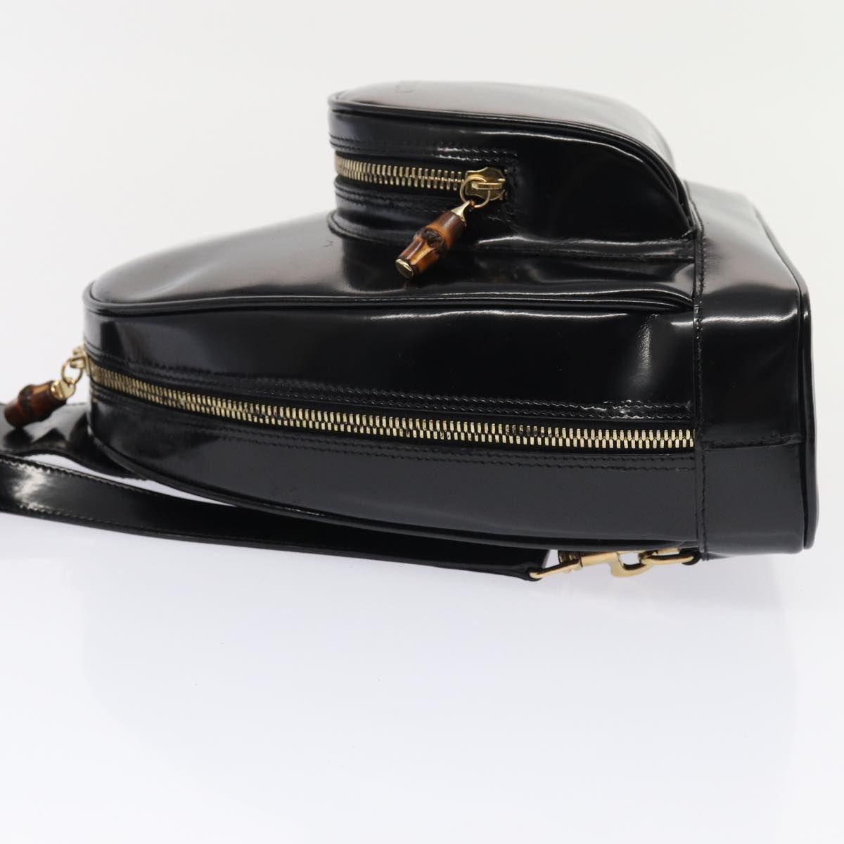 GUCCI Bamboo Body Bag Patent leather Black Gold 003 3444 0127 87287