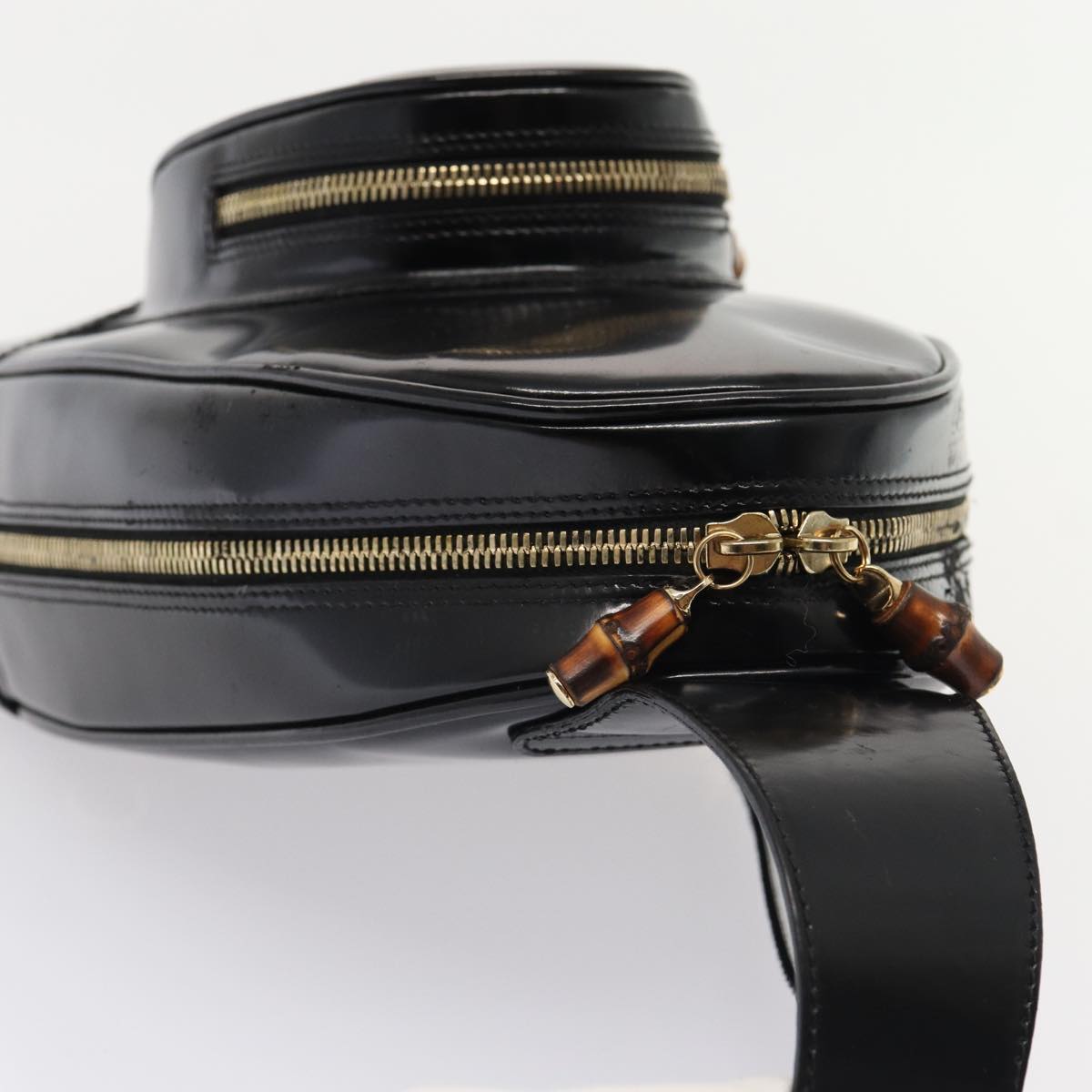 GUCCI Bamboo Body Bag Patent leather Black Gold 003 3444 0127 87287