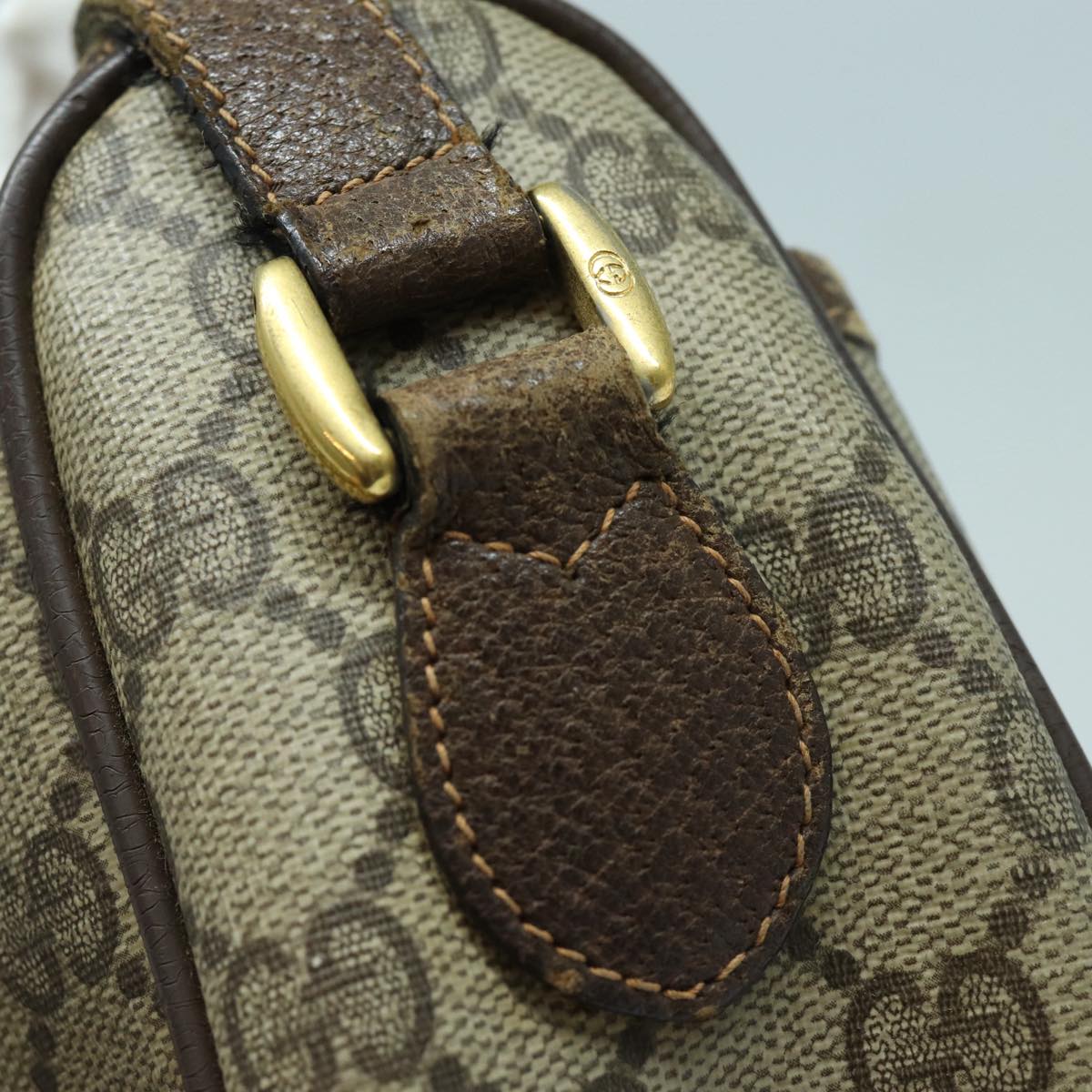 GUCCI GG Supreme Shoulder Bag PVC Leather Beige Brown gold 89 02 077 87295