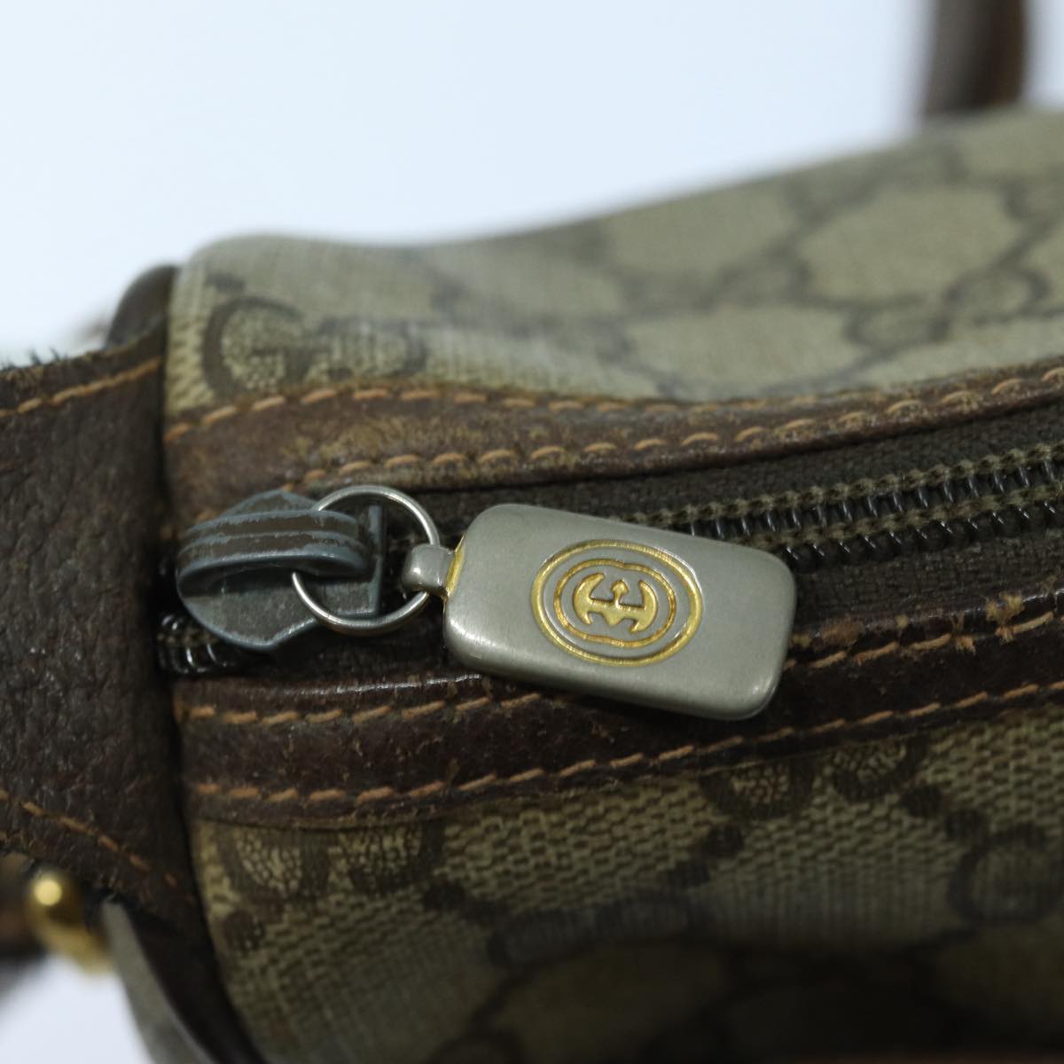 GUCCI GG Supreme Shoulder Bag PVC Leather Beige Brown gold 89 02 077 87295