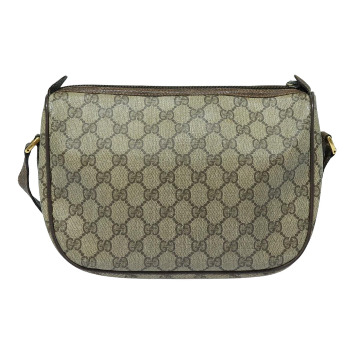 GUCCI GG Supreme Shoulder Bag PVC Leather Beige Brown gold 89 02 077 87295