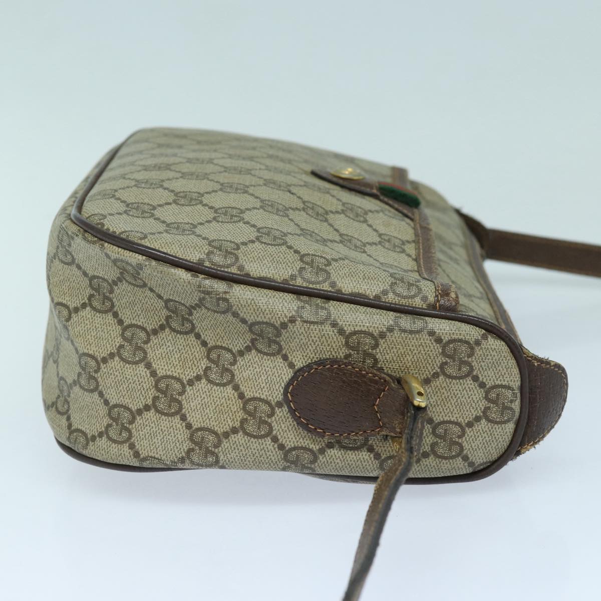 GUCCI GG Supreme Shoulder Bag PVC Leather Beige Brown gold 89 02 077 87295