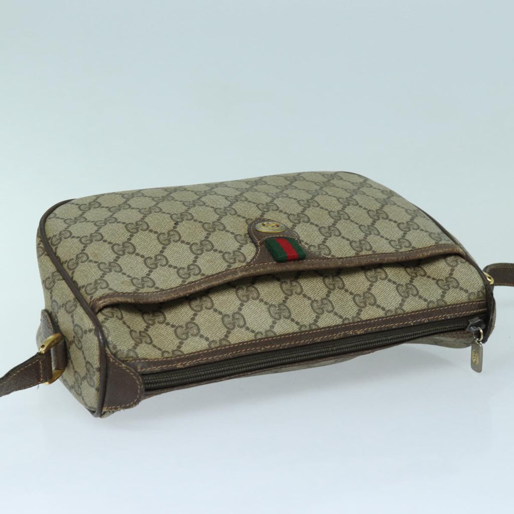 GUCCI GG Supreme Shoulder Bag PVC Leather Beige Brown gold 89 02 077 87295