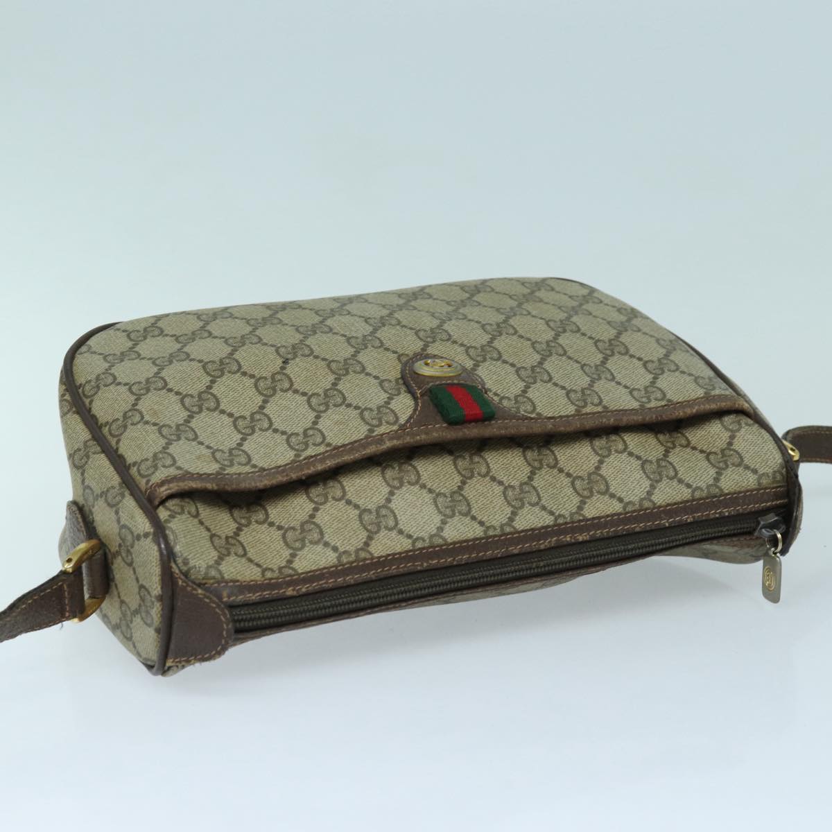 GUCCI GG Supreme Shoulder Bag PVC Leather Beige Brown gold 89 02 077 87295