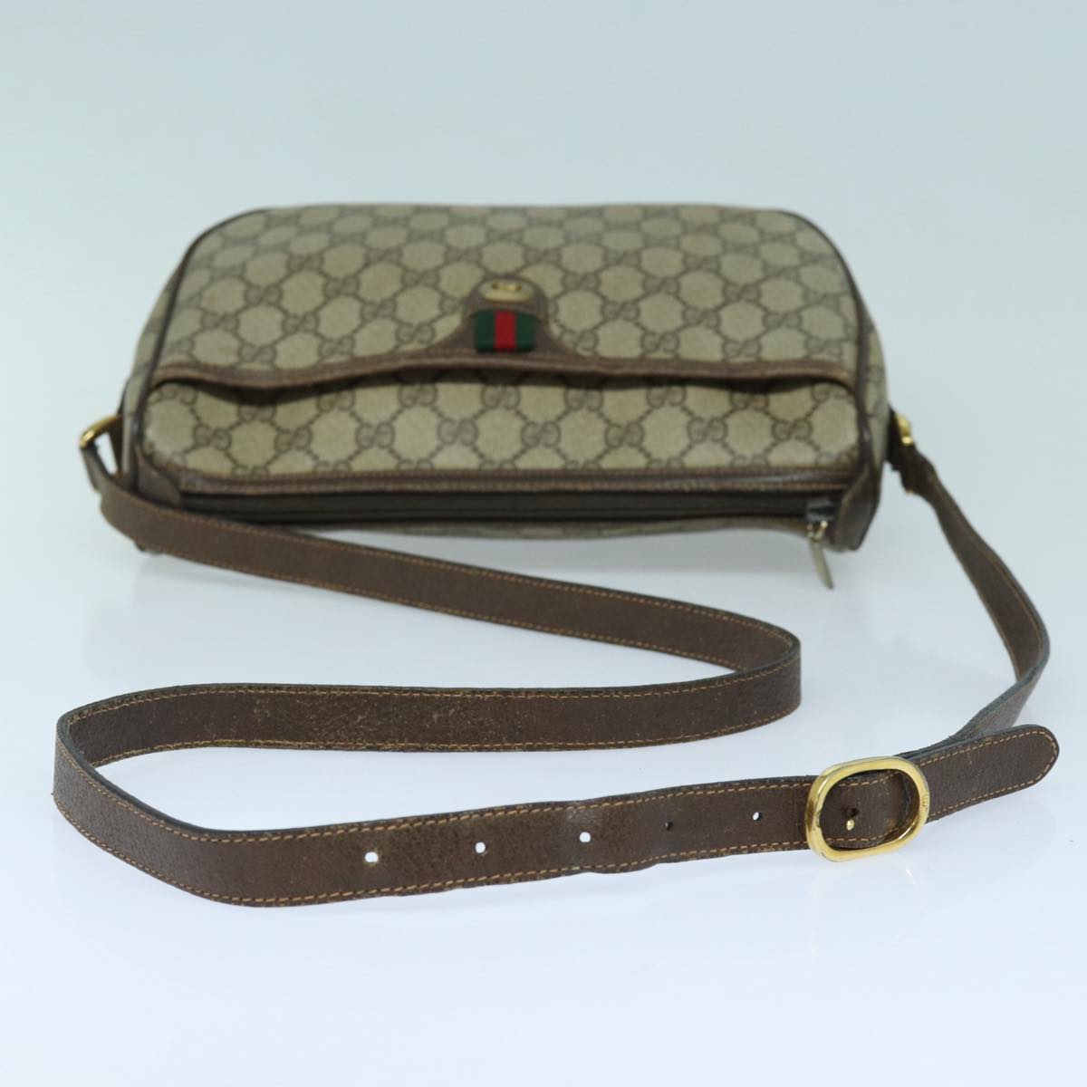 GUCCI GG Supreme Shoulder Bag PVC Leather Beige Brown gold 89 02 077 87295
