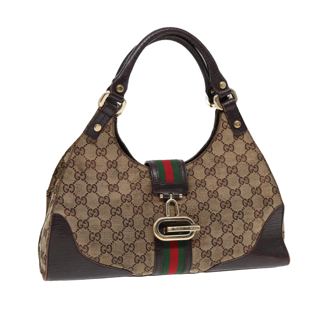 GUCCI GG Canvas WebSherry Line Jackie Shoulder Bag Beige Gold 130995 87296