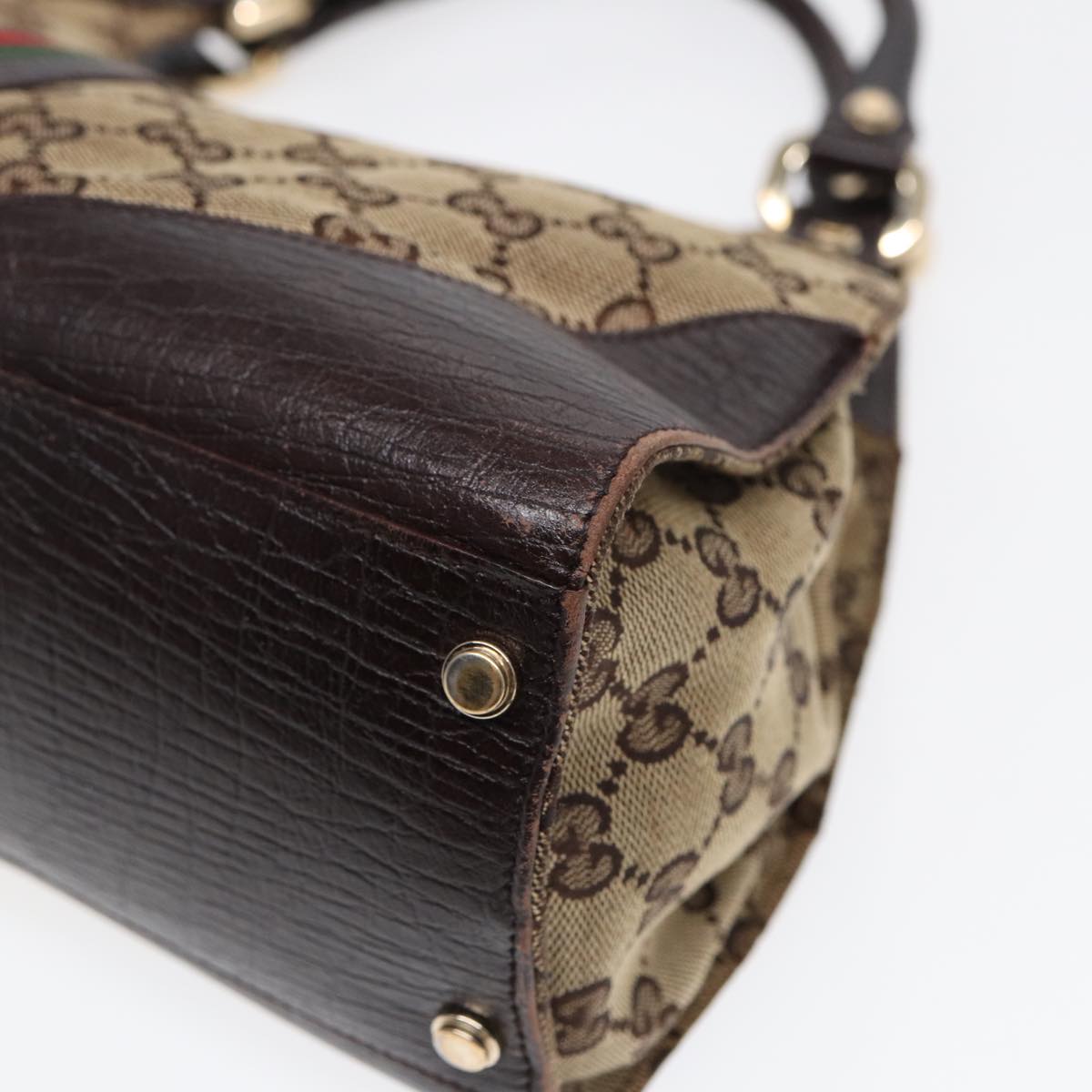 GUCCI GG Canvas WebSherry Line Jackie Shoulder Bag Beige Gold 130995 87296