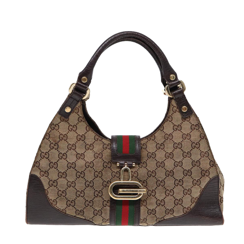 GUCCI GG Canvas WebSherry Line Jackie Shoulder Bag Beige Gold 130995 87296